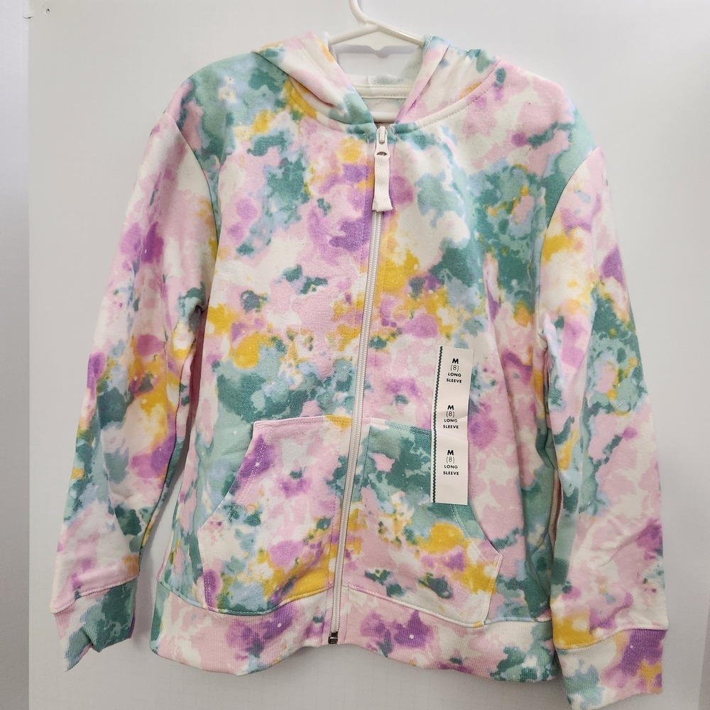 Girl's Tie-Dye Fleece Zip Hoodie Sweatshirt Size Medium (8) - Cat & Jack